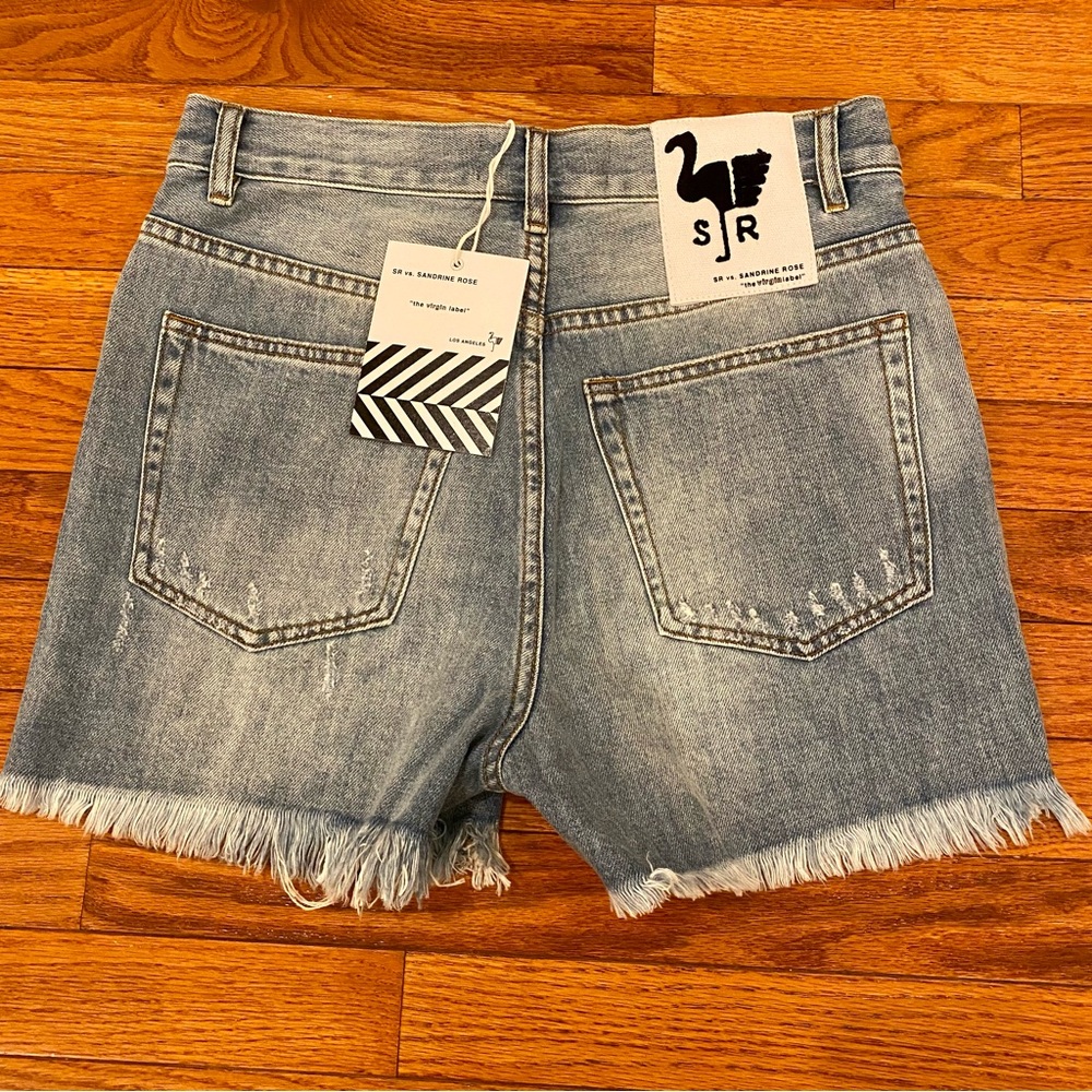 Sandrine Rose X Free People high waist distressed jean shorts NWT size 26